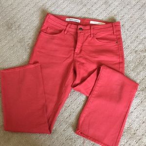 Red cropped denim